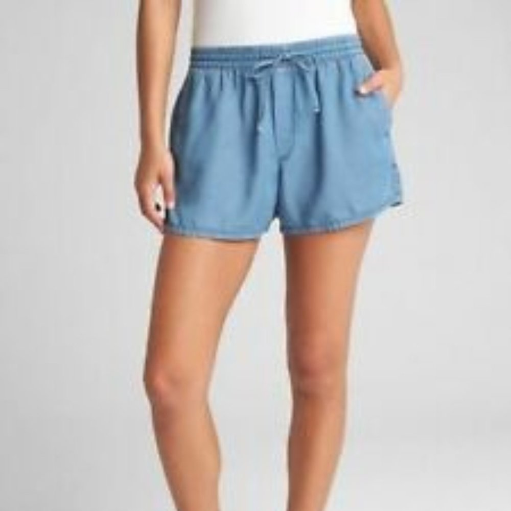 GAP Chambray Denim Shorts Drawstring Waist Size XS